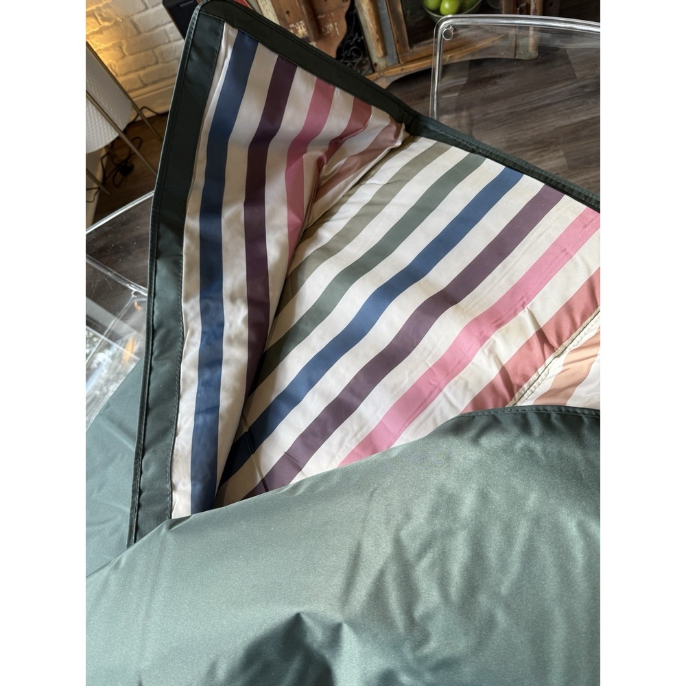 NWT LITTLE UNICORN Outdoor Blanket 5 x 7ft Green Multicolor Stripes Picnic Beach - Picture 4 of 5